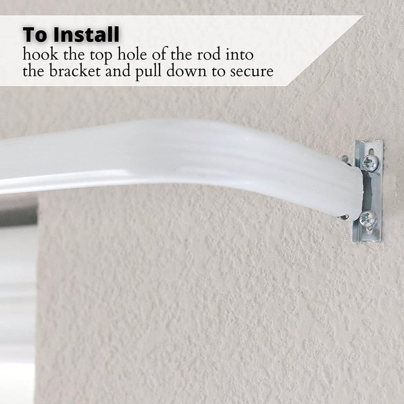 Blu-Pier Tech Heavy Duty Single Rod,Lock Seam Curtain Rod 28 to 48-Inch Adjustable Width, 2 1/2-Inch Projection，Hardware Included,White(Pack of 2) - Image 2